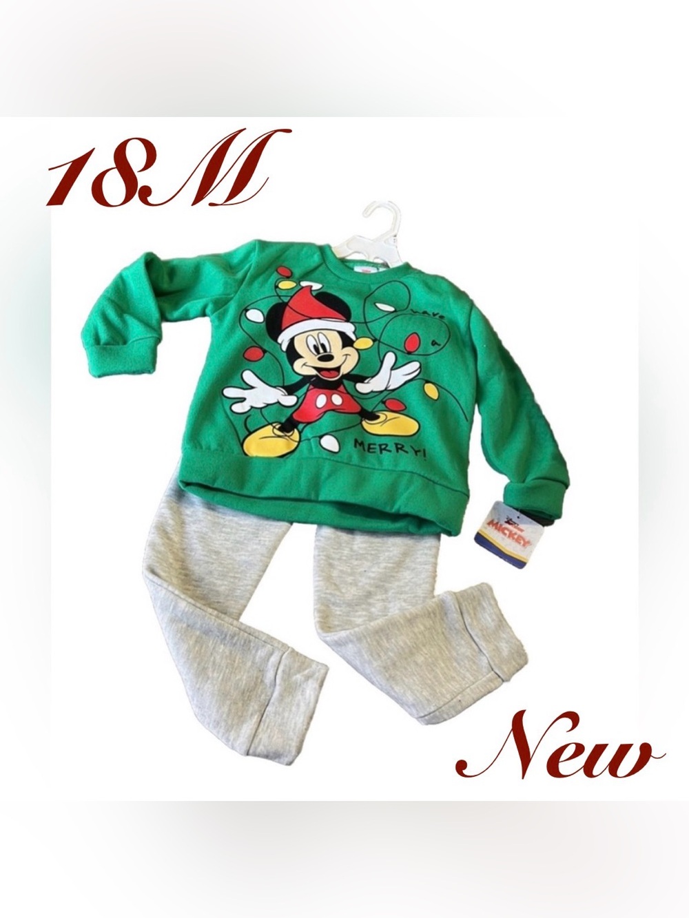 Disneys Mickey Mouse Christmas Fleece Outfit 🎄🆕🎄 Size 18months